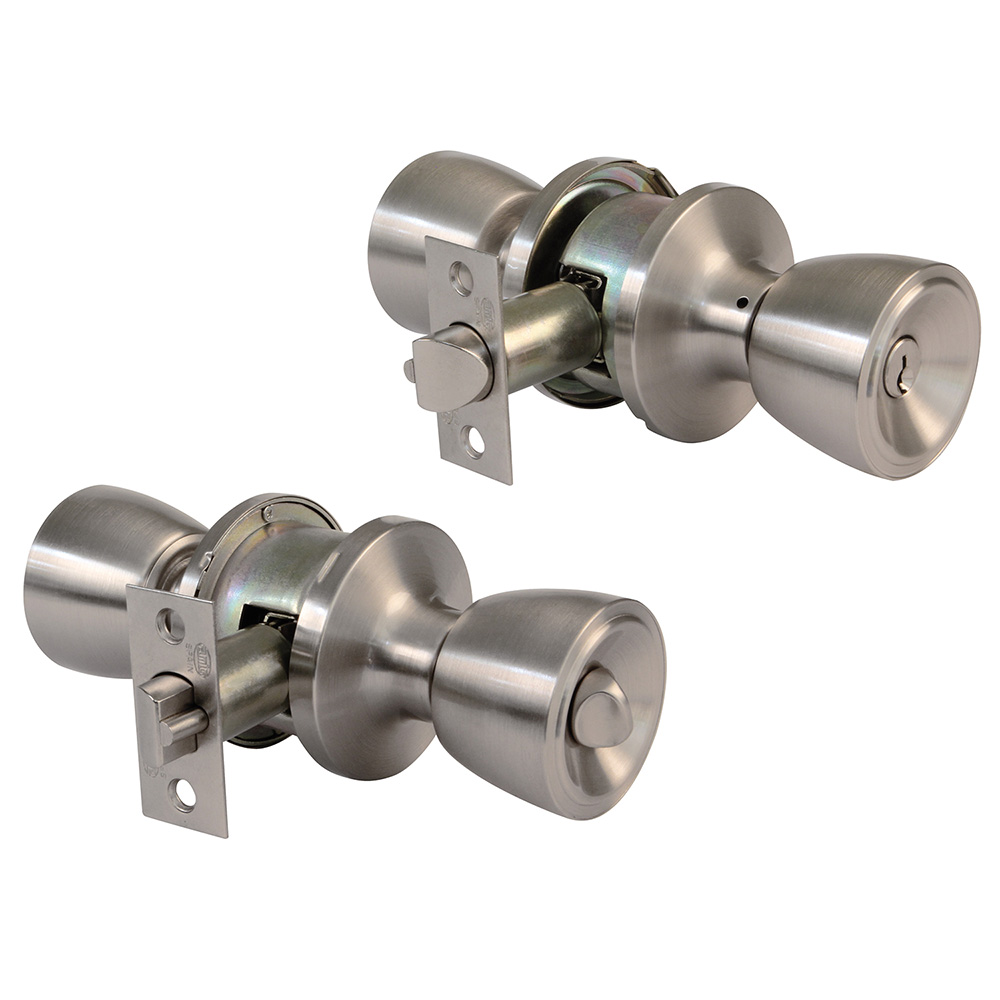 1 Juego 2 pomos tipo copa entrada Latón cromado mate con picaporte de entrada 60/70mm. - Mod. 600