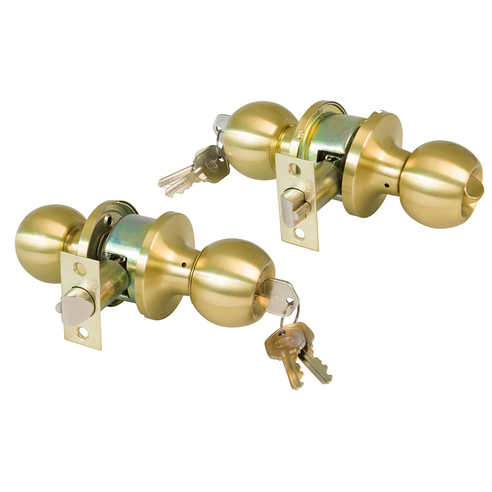 1 Juego 2 pomos Latón mate entrada tipo bola y picaporte 60/70 mm - Mod. 610