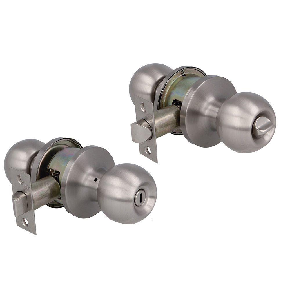 1 Juego 2 pomos privado Latón cromado mate tipo bola y picaporte 60/70mm. Mod. 612