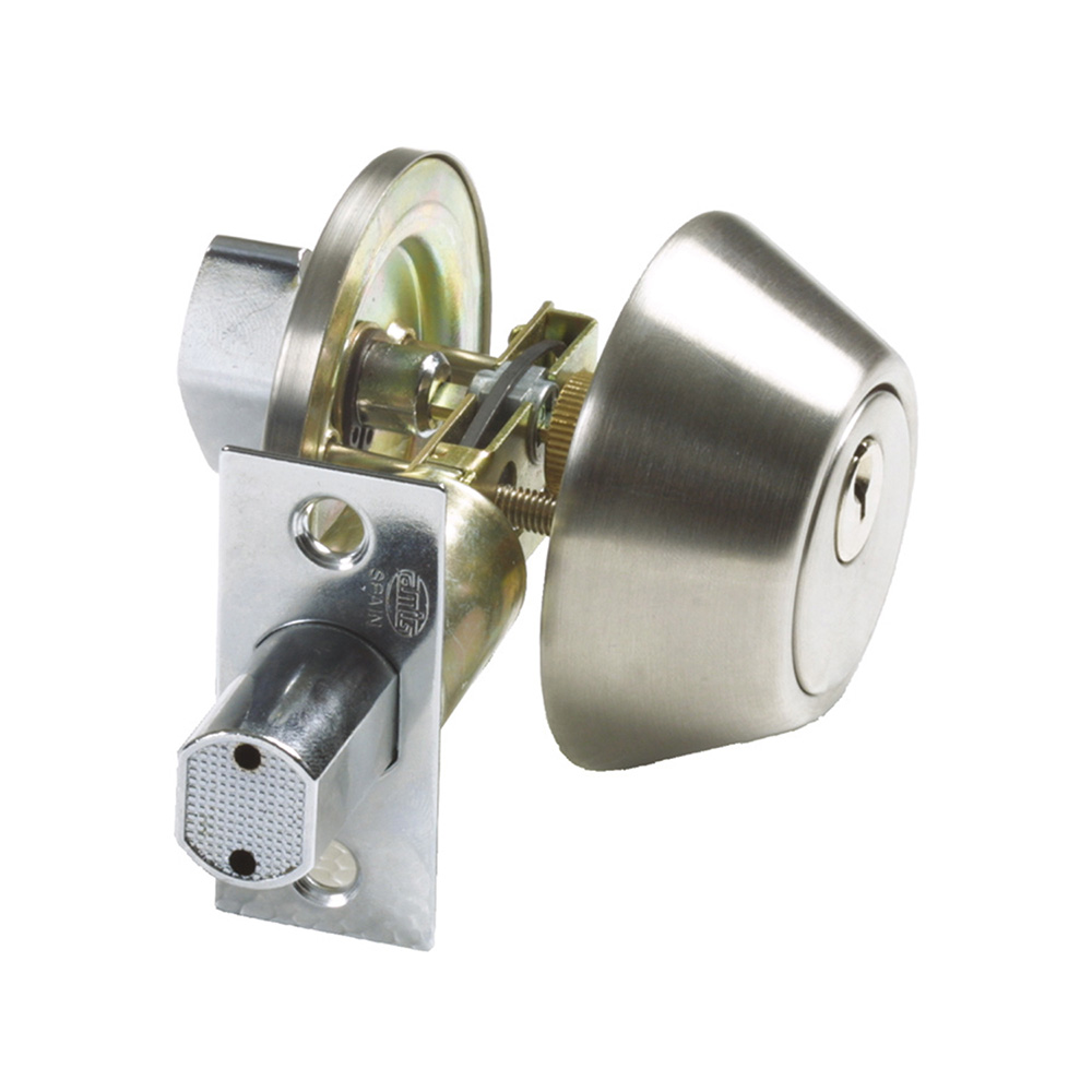 Cerrojo de roseta con llave exterior y condena interior 60-70mm. Acero cromado mate - Mod. 1550