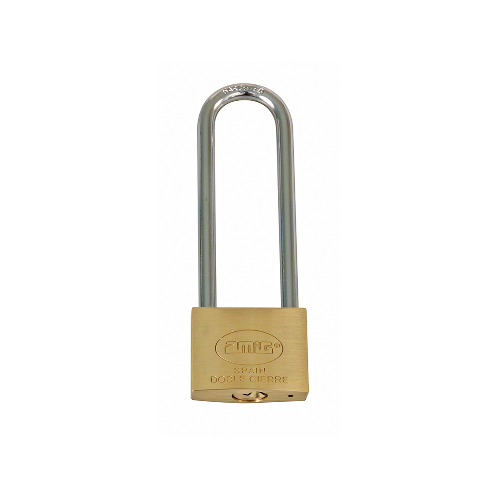 Candado con arco extra largo tratado de Acero 50mm. Latón mate - Mod. 3EL