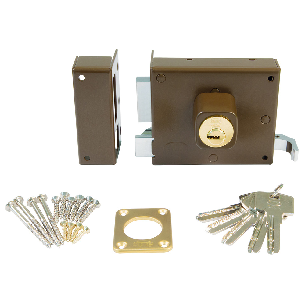 Cerradura sobreponer puertas madera derecha en Acero cromado brillo - Mod. 72