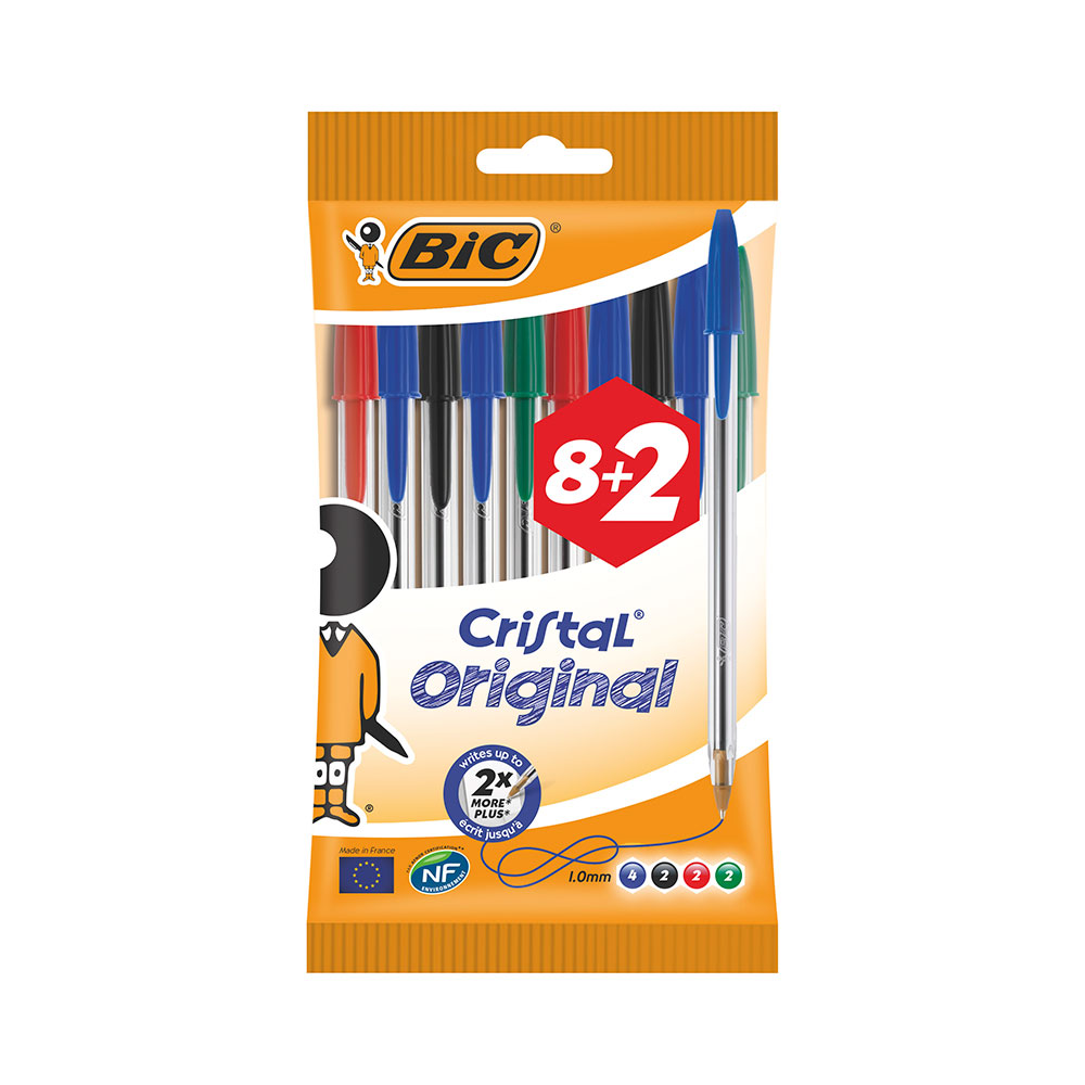 Bolígrafo Cristal Medium Po 8+2 Ast Eu