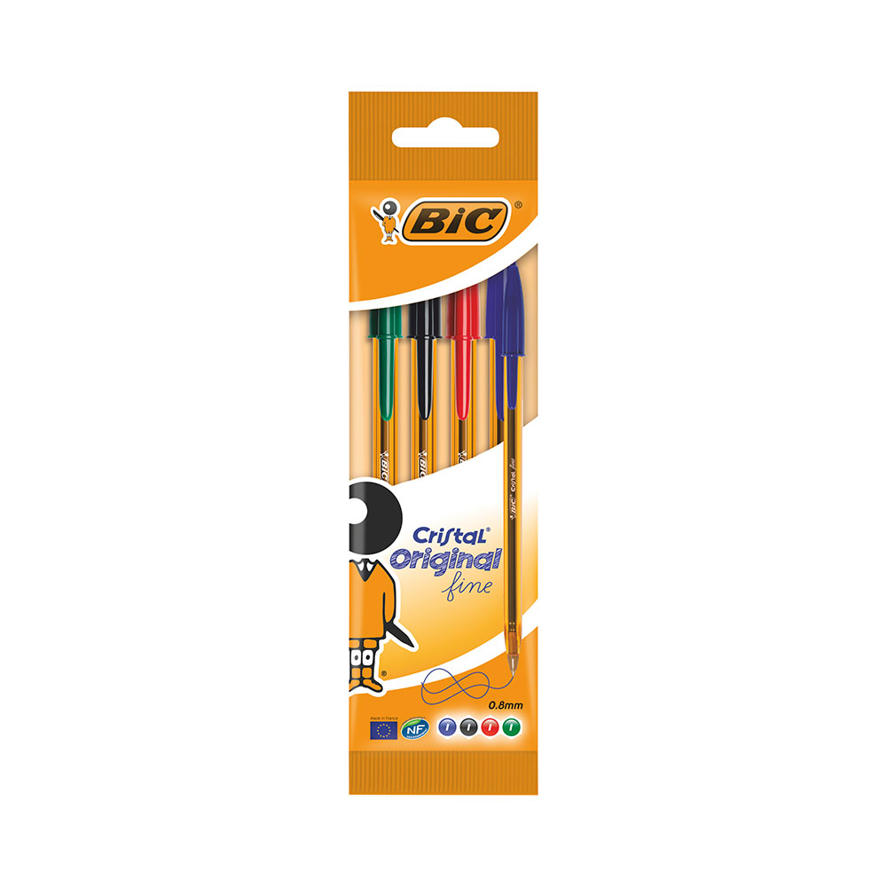 Bolígrafo Bic Cristal Fine Surtido (4 Unidades)