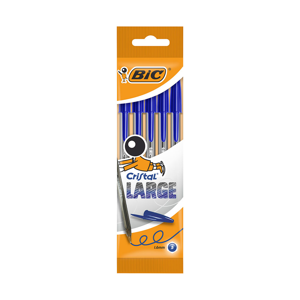 Bolígrafo Bic Cristal Large Azul (5 Unidades)