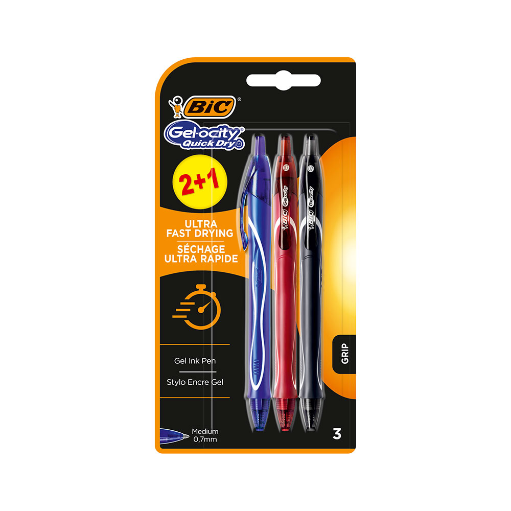 Bolígrafo Gelo Quick Dry  Blister 3 Uds.