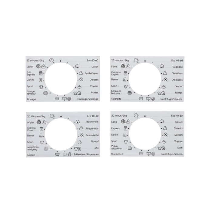 tarjeta programas,mando,adhesivo,DE,FR,ES,IT