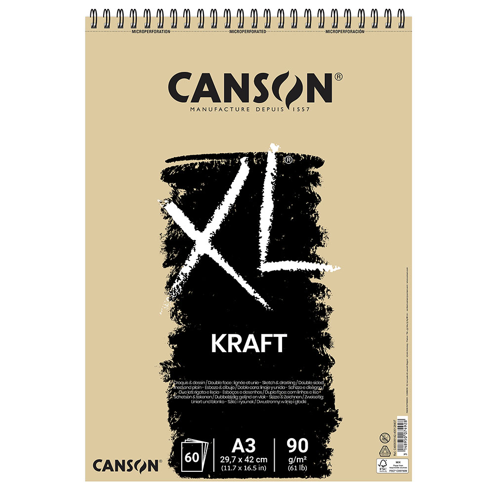 Álbum Espiral Microperforado Canson XL Kraft Rayado Beige 90g 29,7x42cm 60h