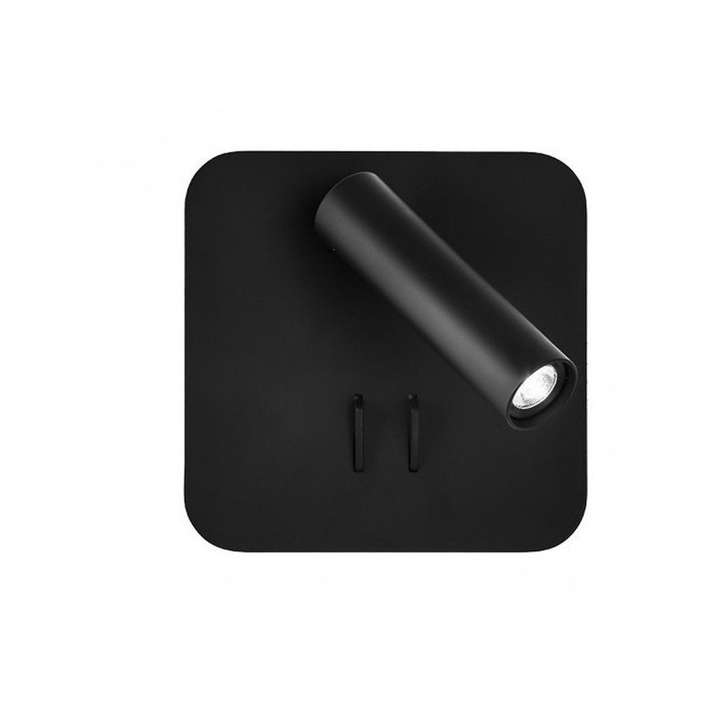 Aplique 2+6w 4000k Manet Cuadrado Negro 130lm Doble Encendido 14x14x12 Cm