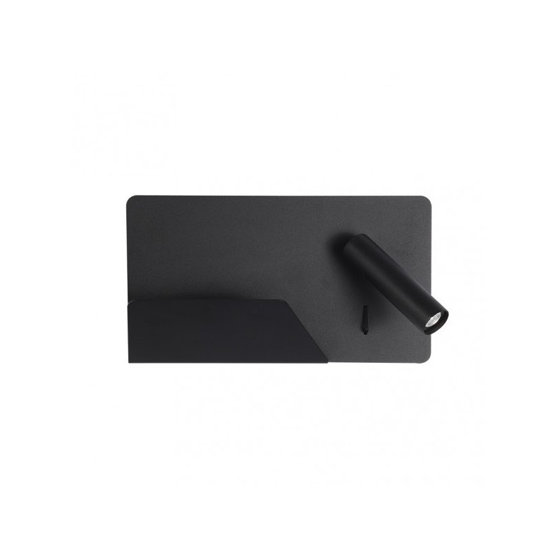 Aplique 3w 4000k Miguel Angel Dcho Negro C/usb Y Estante 150lm 16x28x12 Cm Orientable