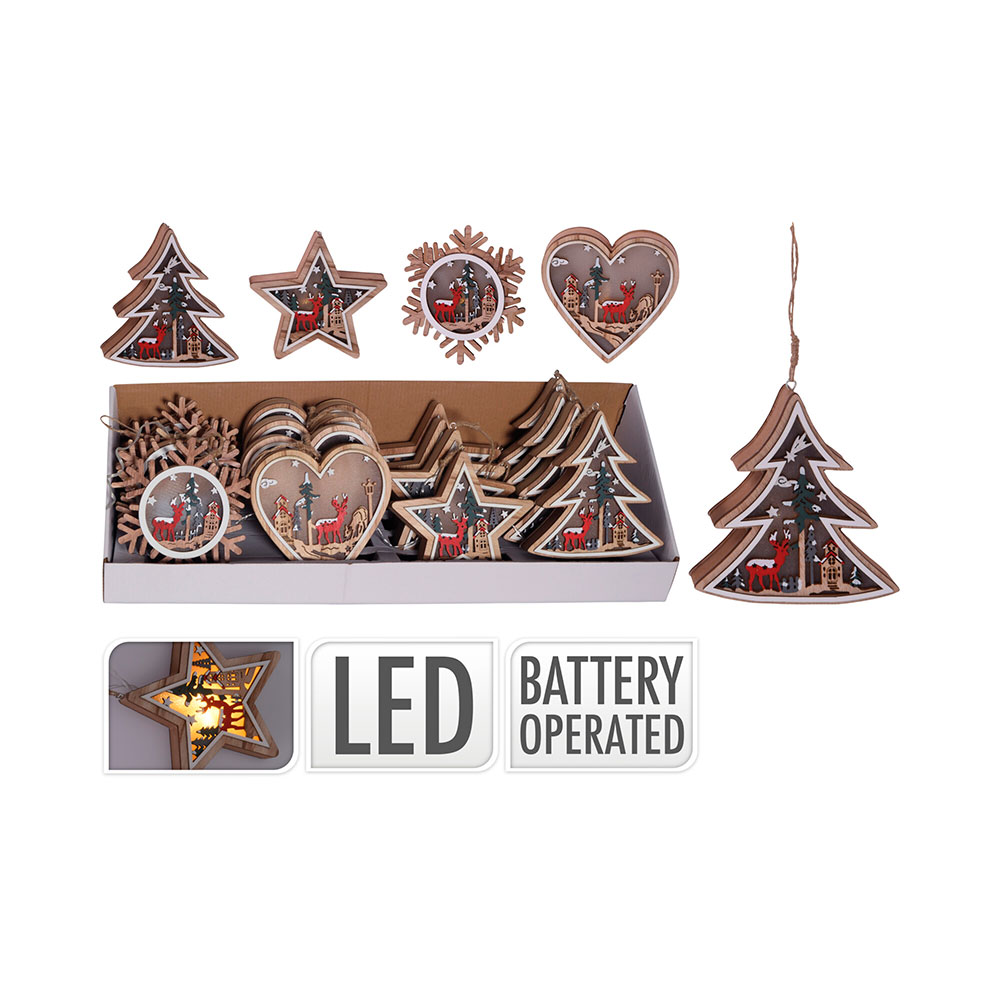 Colgante Figuras Madera con Leds