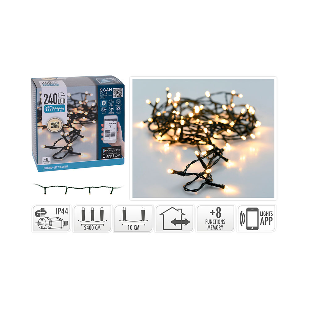 Luces Led Exterior Blanco Cálido 240 Leds