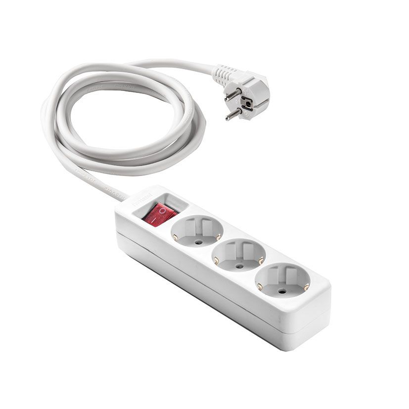 Base 3 Tomas Tt C/Int.Cable 5 M. Blanco