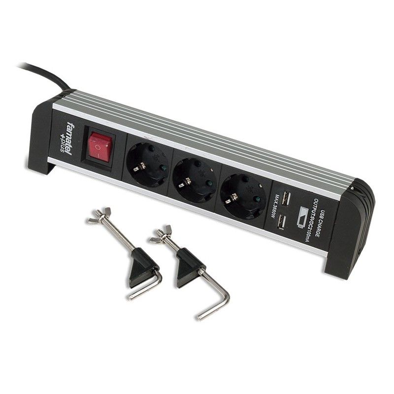 Base Enchufe Multiple 3 Tomas C/Usb 9000R2630 Famatel