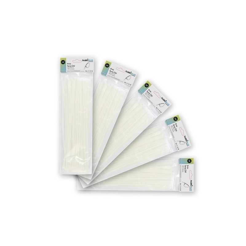 Bolsa 100 Bridas Util Blancas 3,6x300mm. 100% Nylon 66 Resistentes Y Duraderas