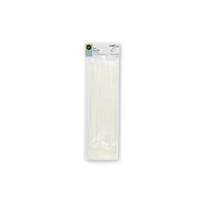Bolsa 100 Bridas Util Blancas 4,8x370mm. 100% Nylon 66 Resistentes Y Duraderas