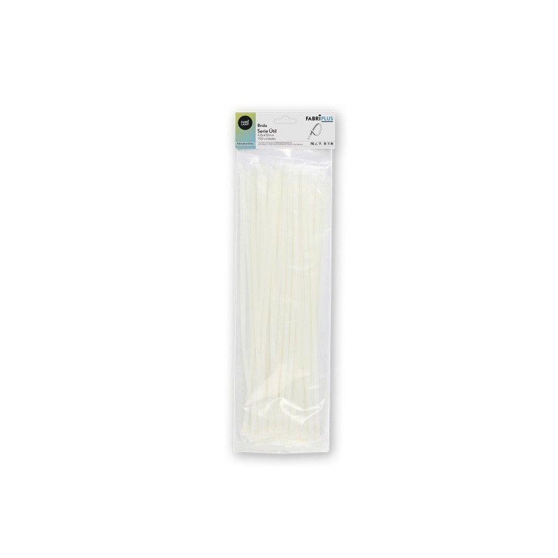 Bolsa 100 Bridas Util Blancas 4,8x430mm. 100% Nylon 66 Resistentes Y Duraderas