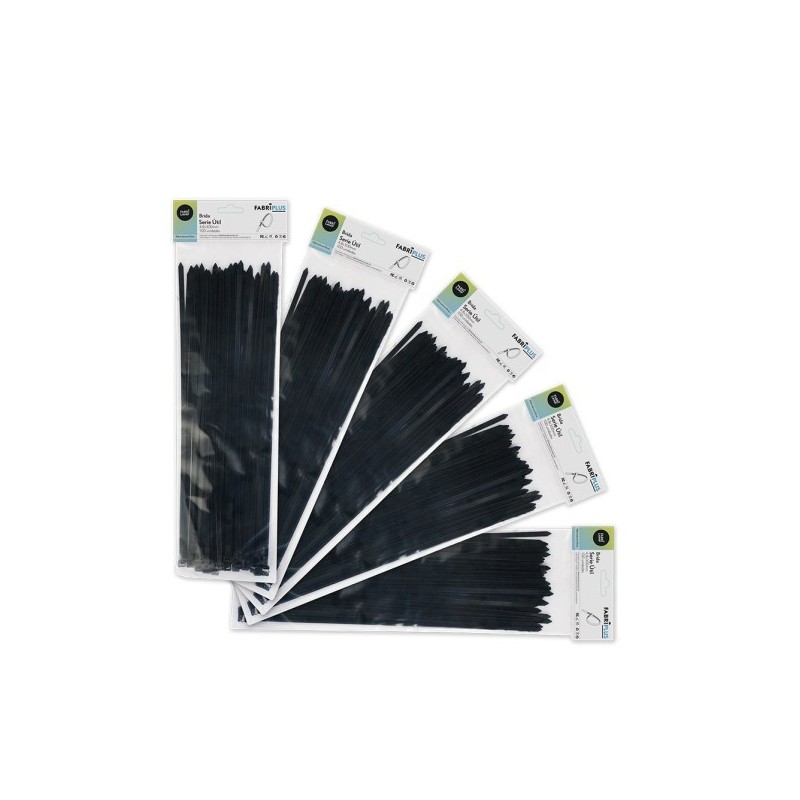 Bolsa 100 Bridas Util Negras 4,8x300mm. 100% Nylon 66 Resistentes Y Duraderas