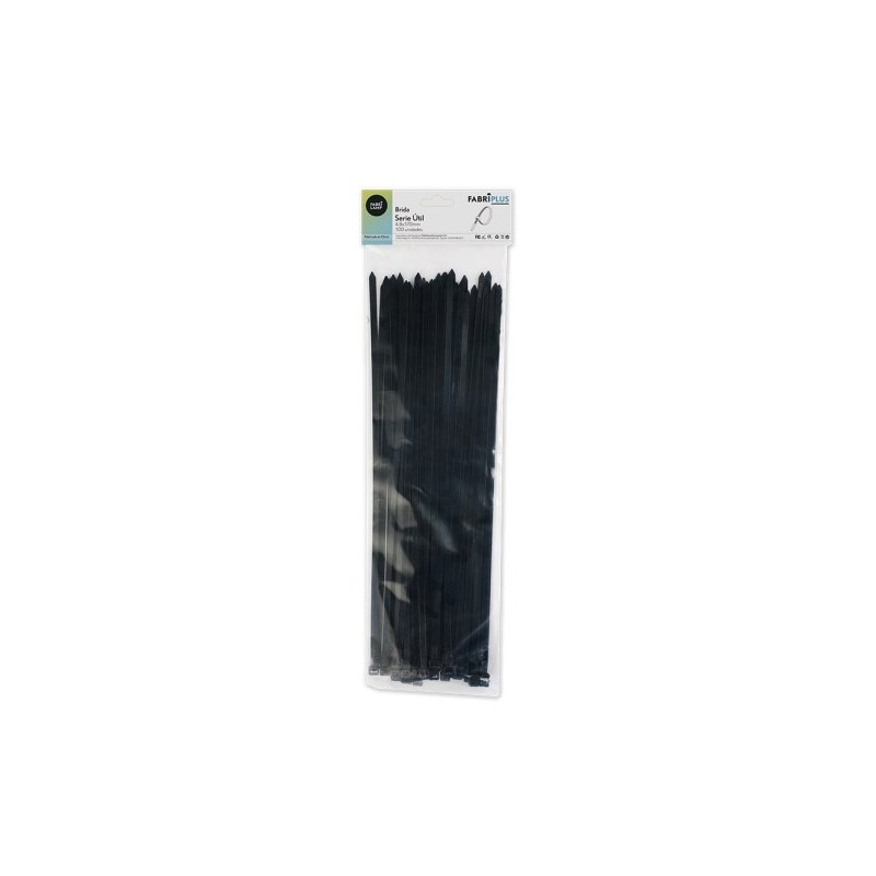 Bolsa 100 Bridas Util Negras 4,8x370mm. 100% Nylon 66 Resistentes Y Duraderas
