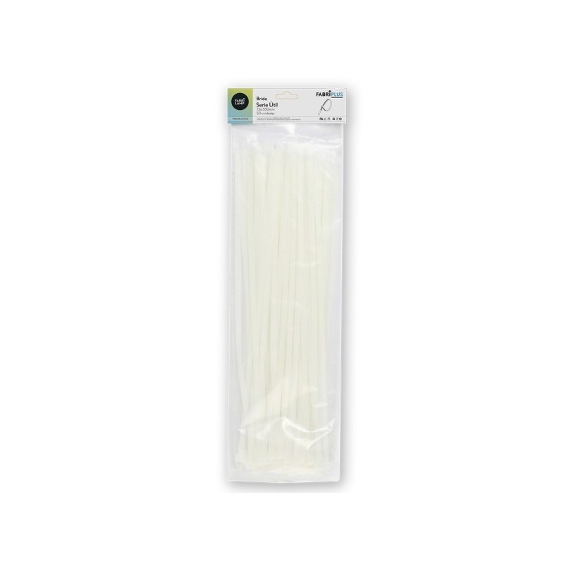 Bolsa 50 Bridas Util Blancas 7,6x550mm. 100% Nylon 66 Resistentes Y Duraderas