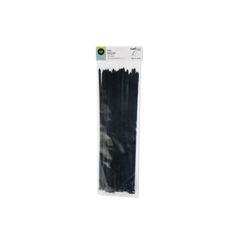 Bolsa 50 Bridas Util Negras 7,6x450mm. 100% Nylon 66 Resistentes Y Duraderas