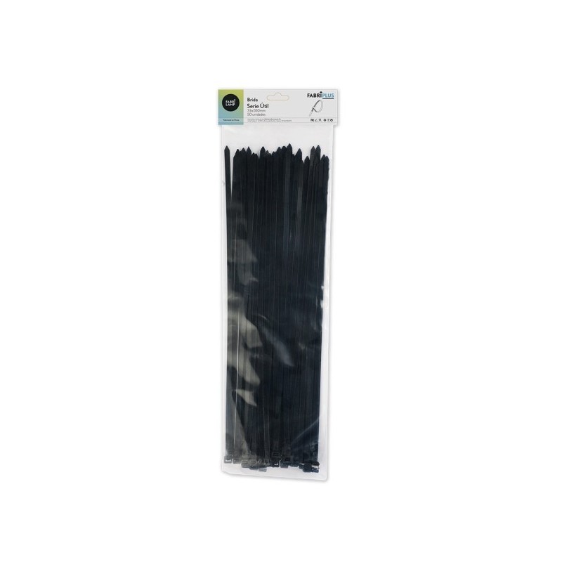 Bolsa 50 Bridas Util Negras 7,6x550mm. 100% Nylon 66 Resistentes Y Duraderas