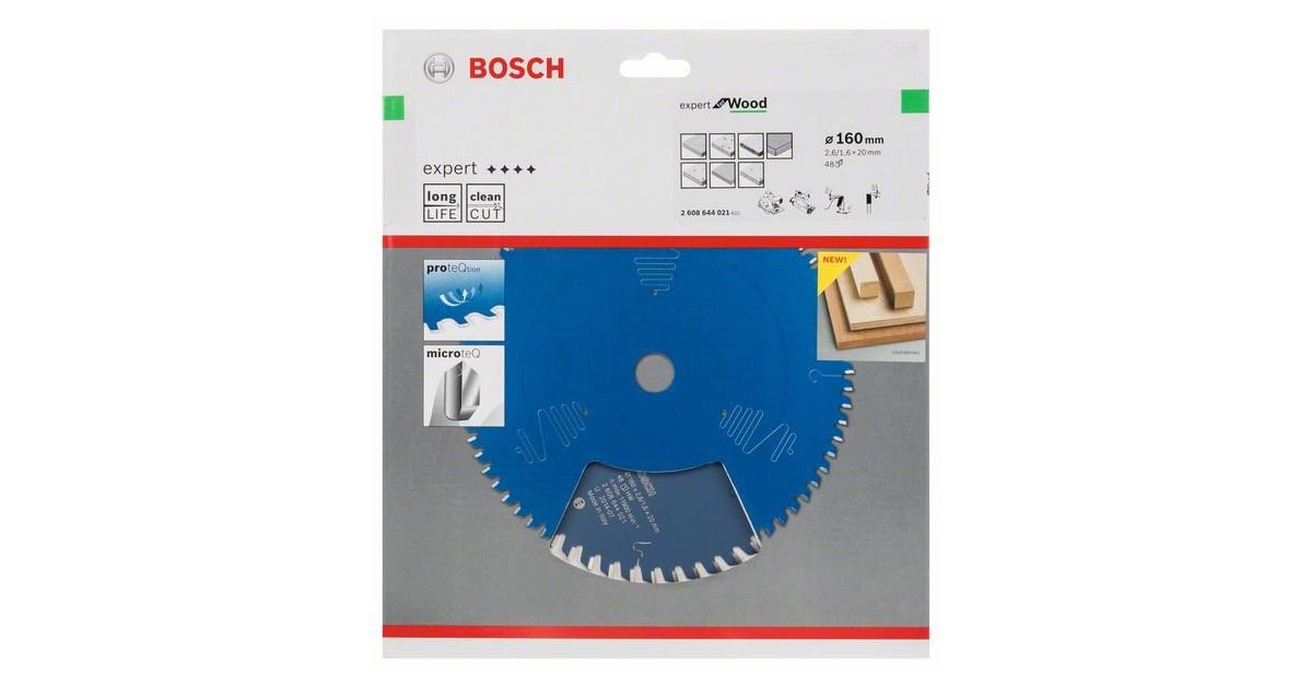 BOSCH Hoja de sierra Expert para madera 160 x 20 x 2,6 mm, 48 2608644021
