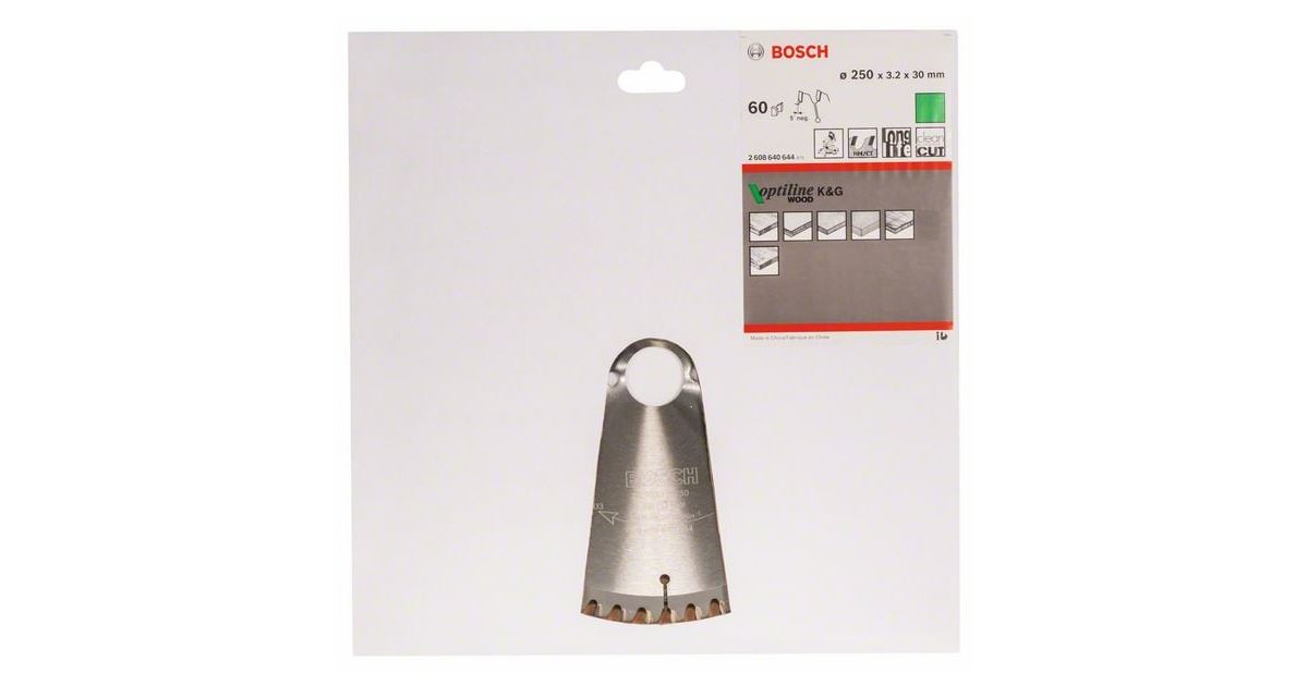 BOSCH Hoja de sierra Optiline Madera 250 x 30 x 3,2 mm, 60 2608640644