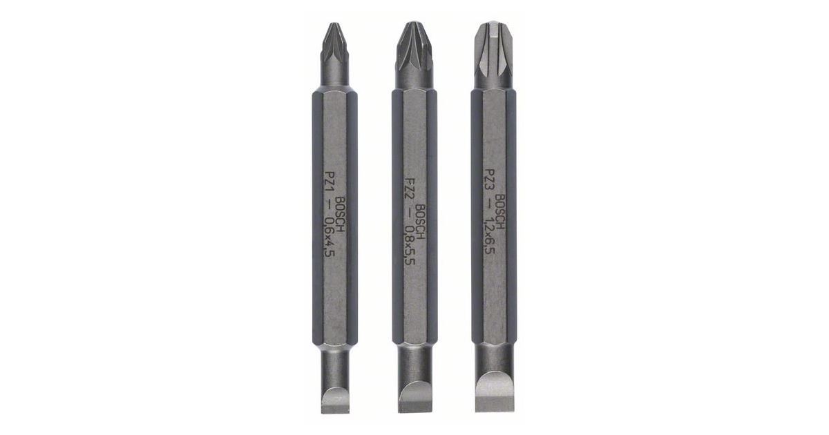 BOSCH Juego de 3 cuchillas de doble cara PH1, PZ1, S 0,6x4,5; PH2, PZ2, S 1,0x5,5; 60mm 2607001745