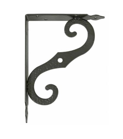 Soporte ornamental para baldas y estanterías 150x115mm. Acero negro (1u.) - Mod. 2