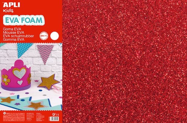 B.Goma Eva Rojo Purpurina 400x600x2mm. (1u.)