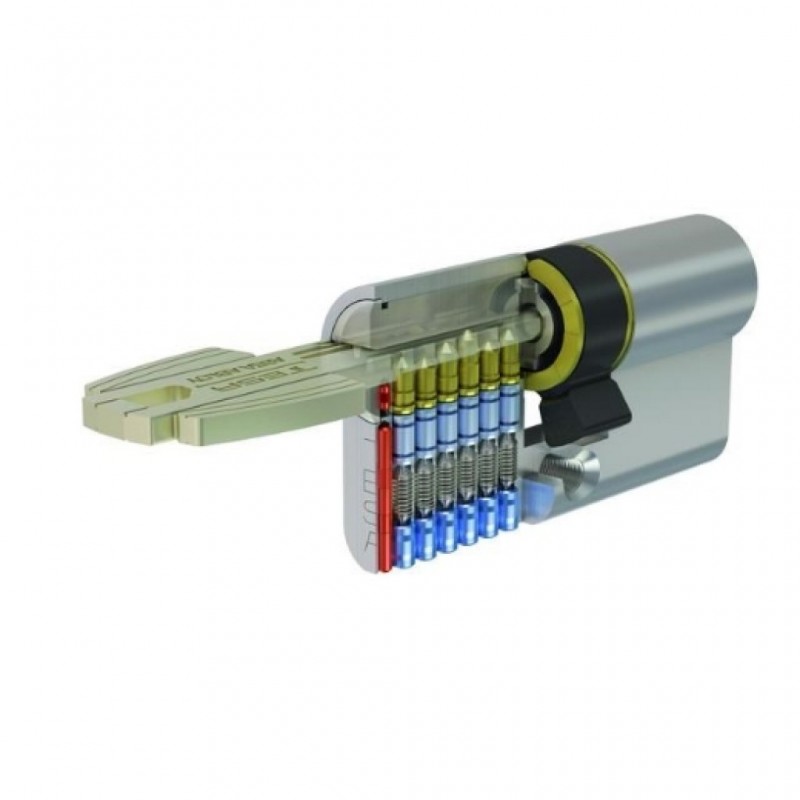 Cilindro T60 TESA perfil EURO doble de 30x40, leva R15, acabado cromo negro mate. 5 llaves. T6553040CNM