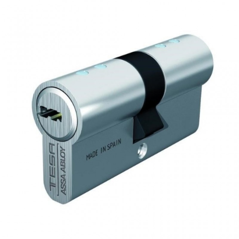 Cilindro T80 TESA perfil EURO doble de 40x40, leva R13, acabado níquel. 5 llaves. M8504040N