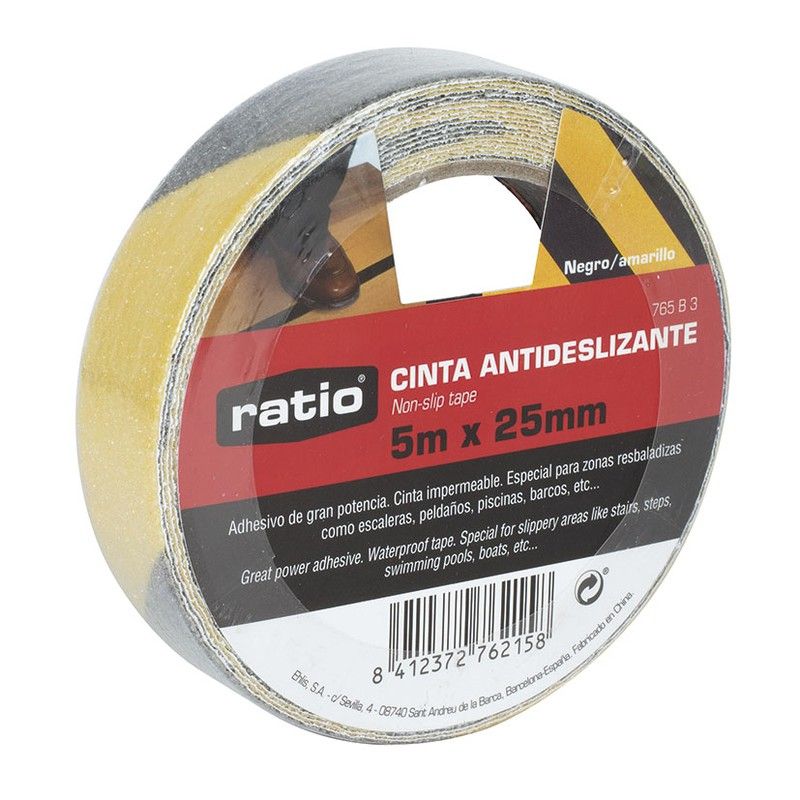 Cinta Antidesliz. 25Mm.X5M.Neg/Am. Ratio 765B3 Ratio