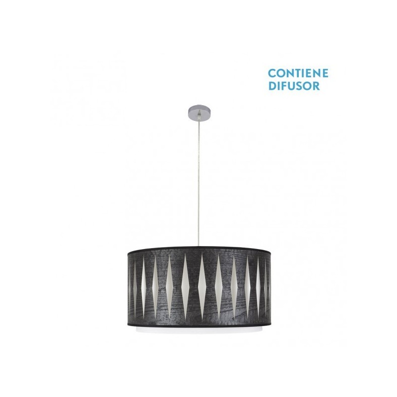 Colgante Alexandra 2xe27 Cromo/madera Negra Regx50x50 cm