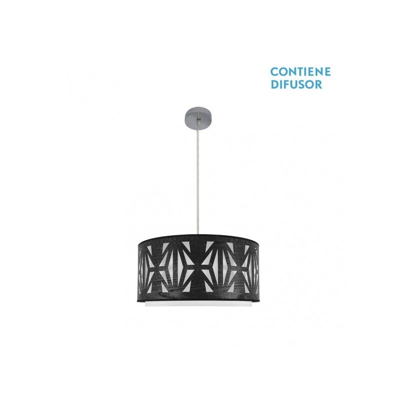 Colgante Katerina 2xe27 Cromo/Madera Negra Regx50x50 cm