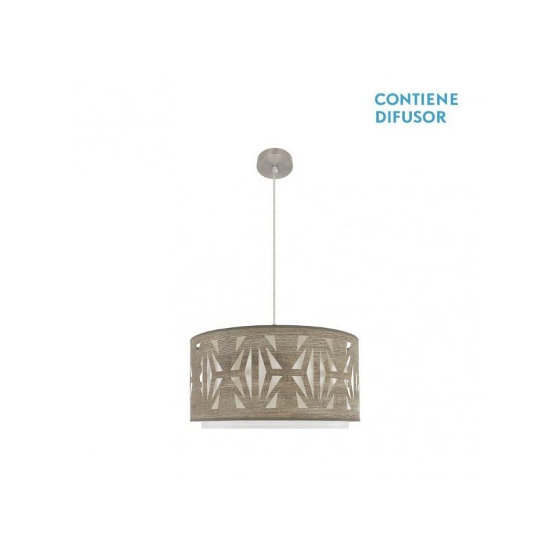 Colgante Katerina 2xe27 Niquel/madera Gris Regx50x50 cm