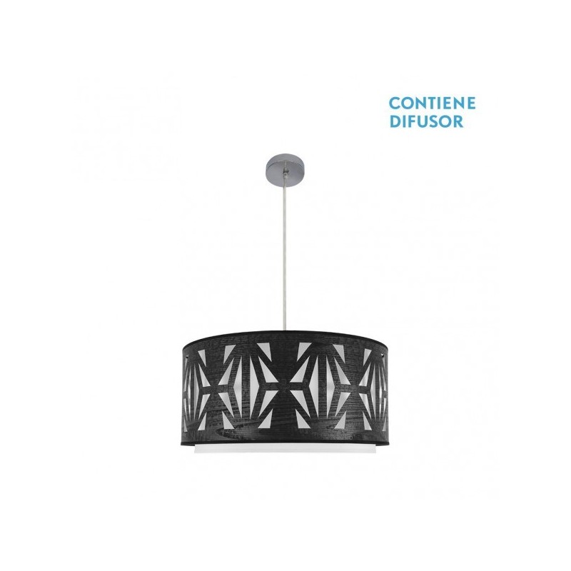 Colgante Katerina 3xe27 Cromo/madera Negra Regx60x60 cm