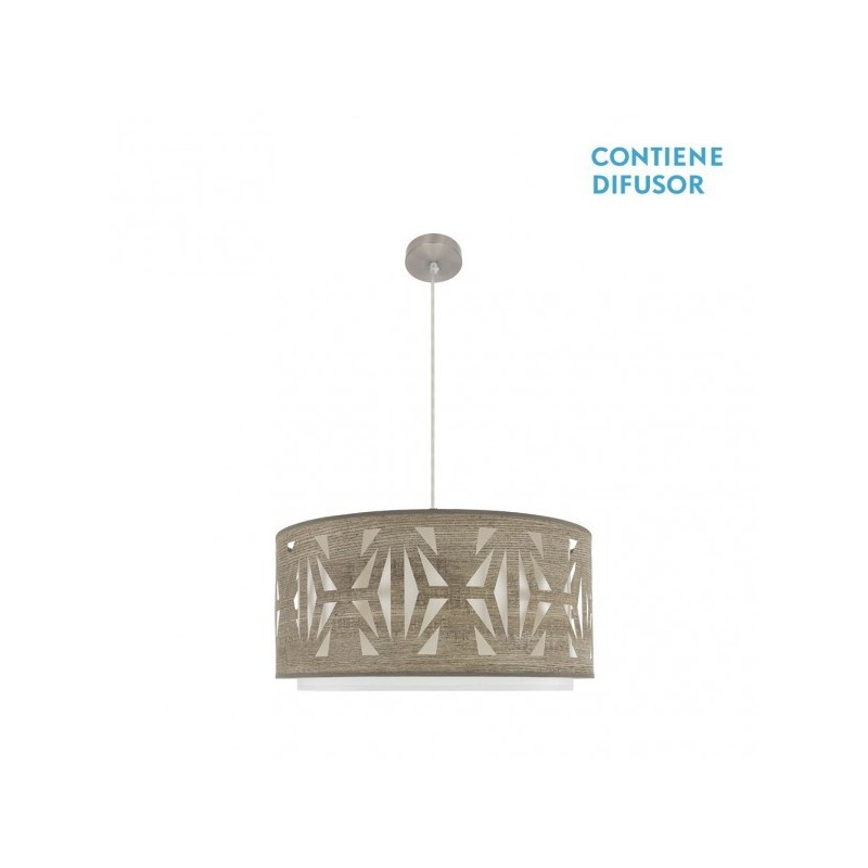 Colgante Katerina 3xe27 Niquel/madera Gris Regx60x60 cm