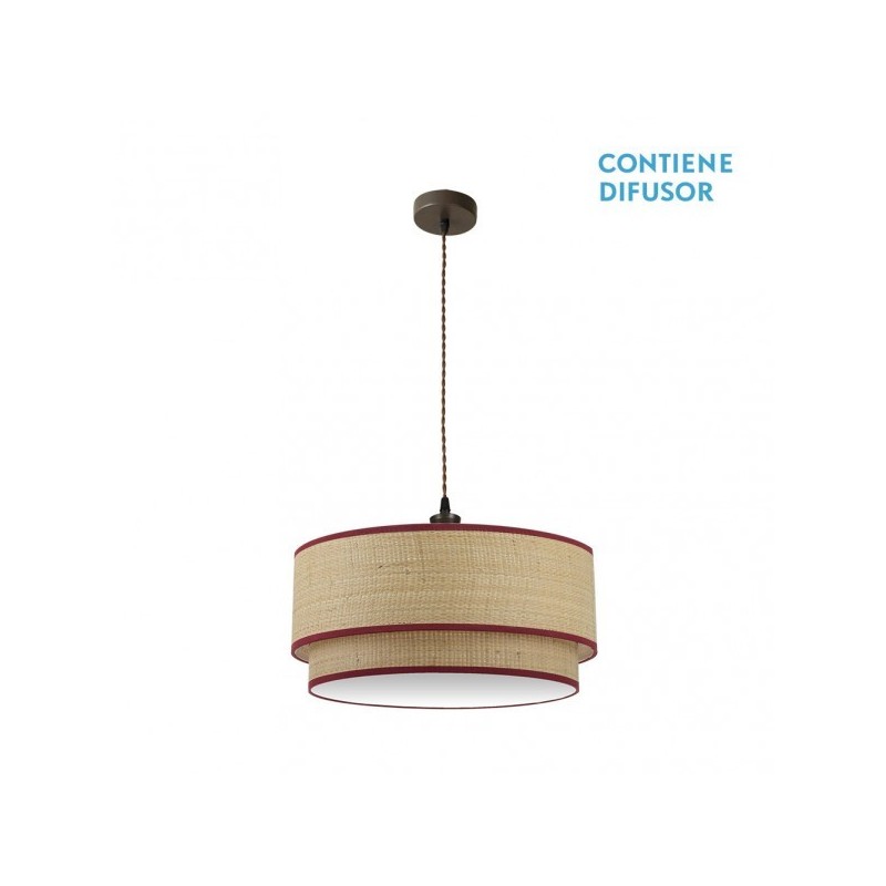 Colgante Roque 3xe27 Natural/rojo Regx60x60 Cm