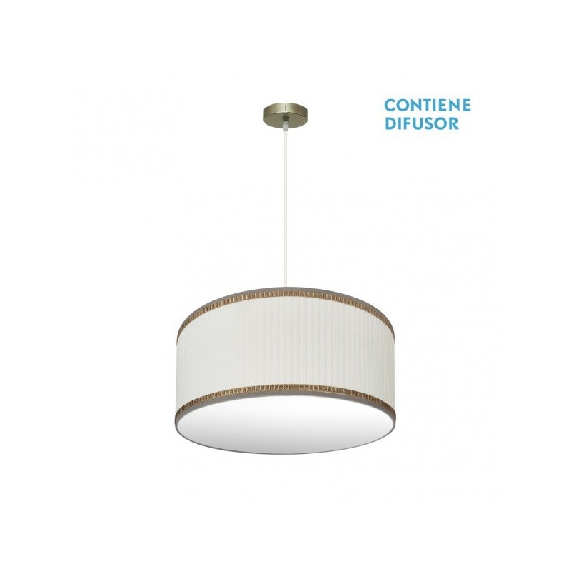 Colgante Soprano 2xe27 Cuero/beis Regx50x50 Cm