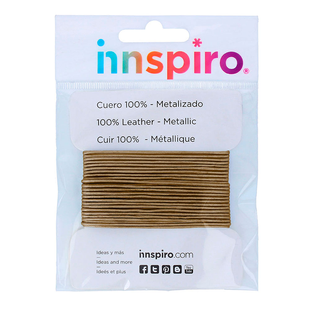 Cordón Cuero Metálico Dorado 1,5mm. 5m. 240703