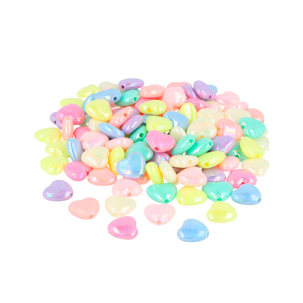 Cuentas Plástico Corazón Irisado 12mm 350u Int 1,5mm