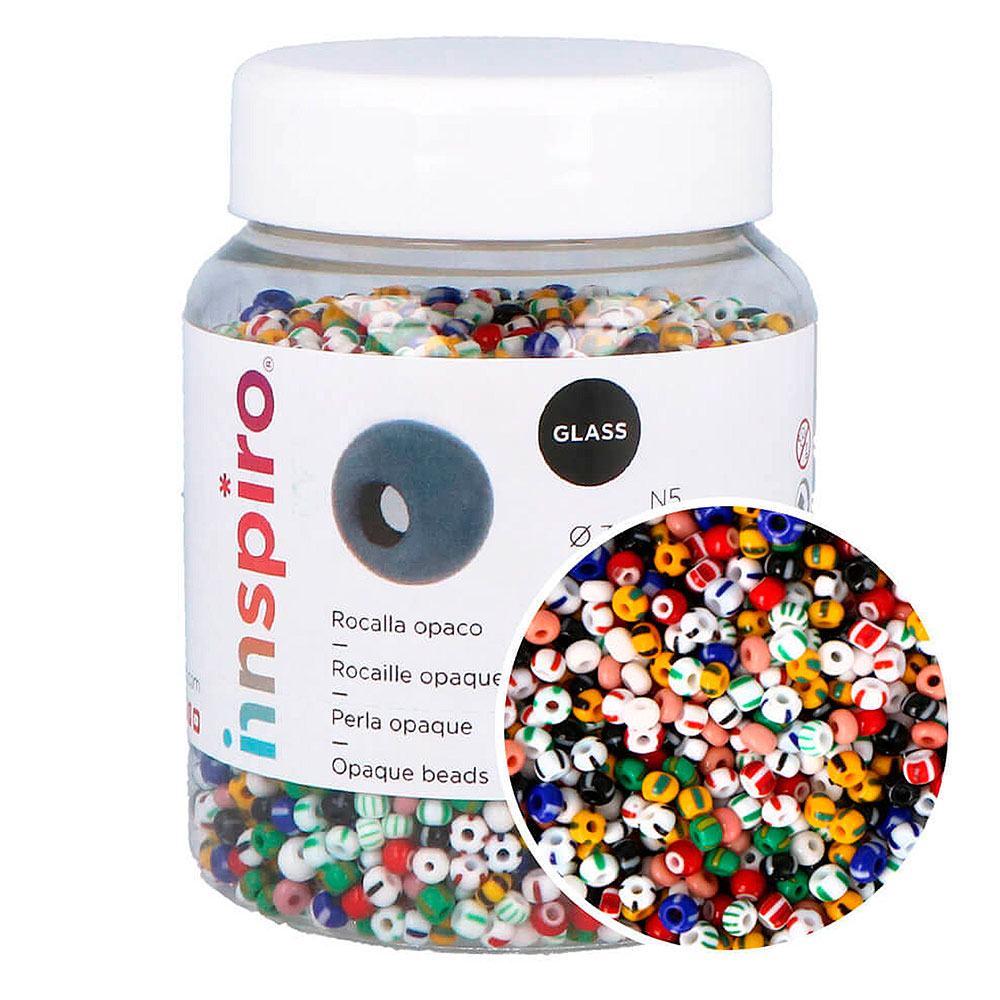 Bote Cuentas Vidrio 5 Multic. Estriada 5mm. 500gr. +- MIX-N-6