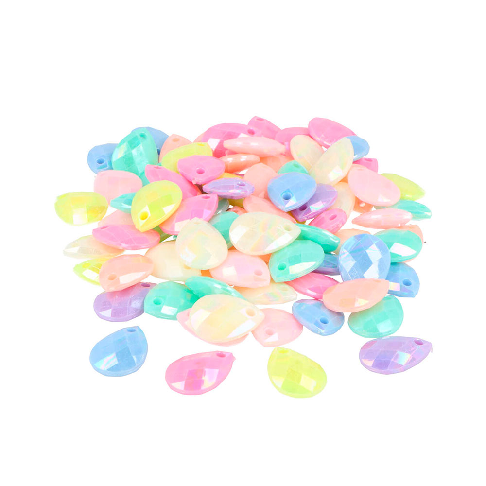 Cuentas Plást Planas Pera Mul Pastel 300u. Aprox Int 2mm