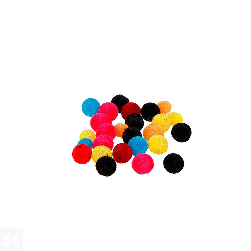 Cuentas Plástico Redondas Terciopelo Colores Surtidos