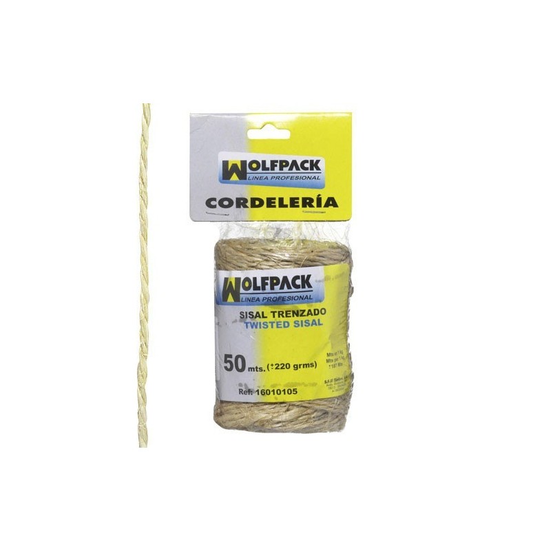 Cuerda Sisal Nº1 2 Cabos (Bobina 220 gr. / 50 m.) WOLFPACK