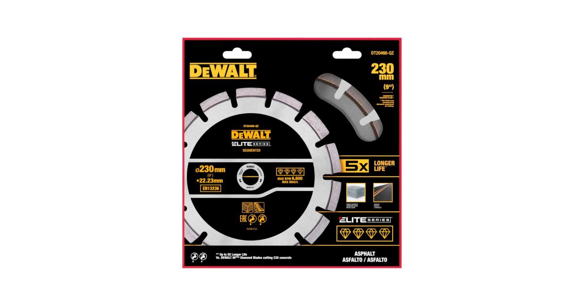 DeWALT Disco de diamante SERIE ELITE 230 x 22,23 mm para cortar asfalto DT20466