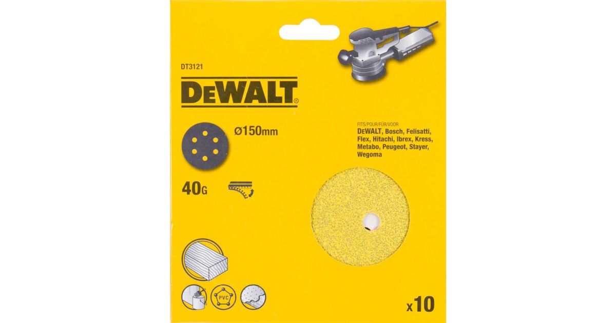 DeWALT Discos de lijado / Velcro, 150 mm, K320 (10 uds) DT3128