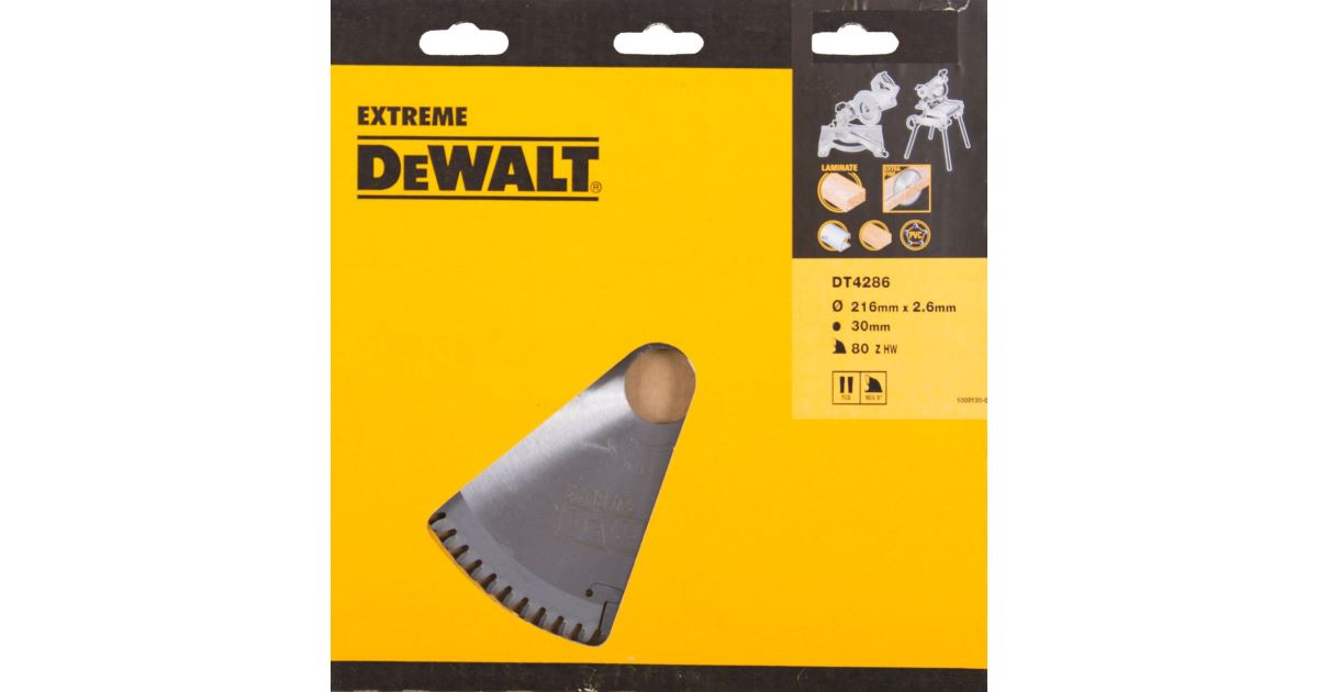 DeWALT Hoja de sierra / chapa, laminado, aluminio / TCG -5°, 216 x 30 mm, 80 dientes DT4286